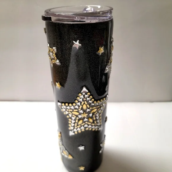 Handmade Black Sparkly Star Tumbler - Picture 8 of 10